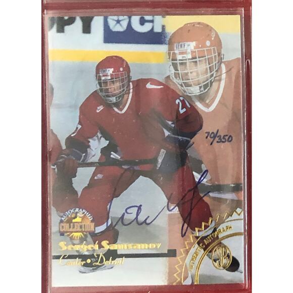 1996 Score Board Gold Foil Autographs Sergei Samsonov /350 PSA 6 Auto 10 Pop 1 - Picture 4 of 6